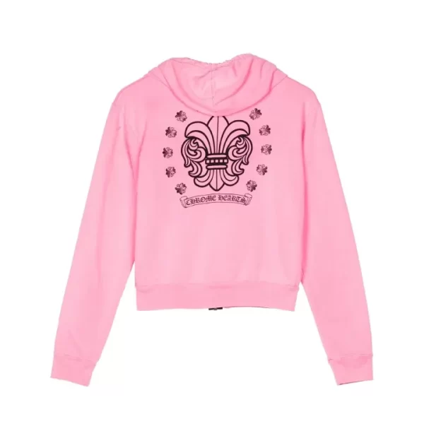 Chrome Hearts Girls Zip-Up Pink Hoodie