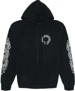 Chrome Hearts Horse Shoe Floral Hoodie Black,