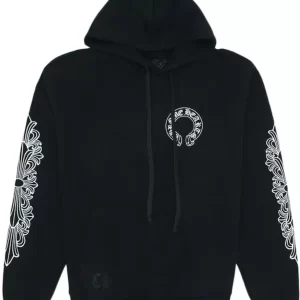 Chrome Hearts Horse Shoe Floral Hoodie Black,