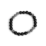 Onyx Bead Bracelet 8MM 8 Silver Beads