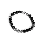 Onyx Bead Bracelet 8MM 8 Silver Beads,