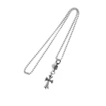 Tiny CH Cross With One Silver Ball Charm,